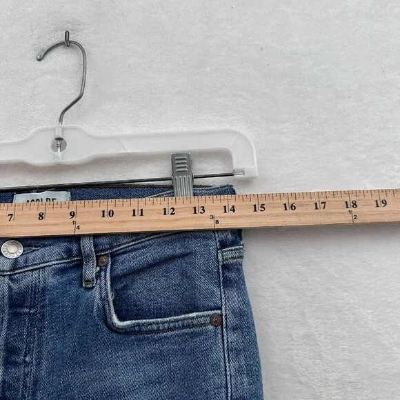 Agolde Nico Jeans Womens 27 (32x25) Blue High Rise Slim Straight Leg Distressed - Picture 2 of 10